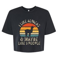 I Like Alpacas And Maybe Like 3 People Funny Alpaca Retro Bella+Canvas Jersey Crop Tee