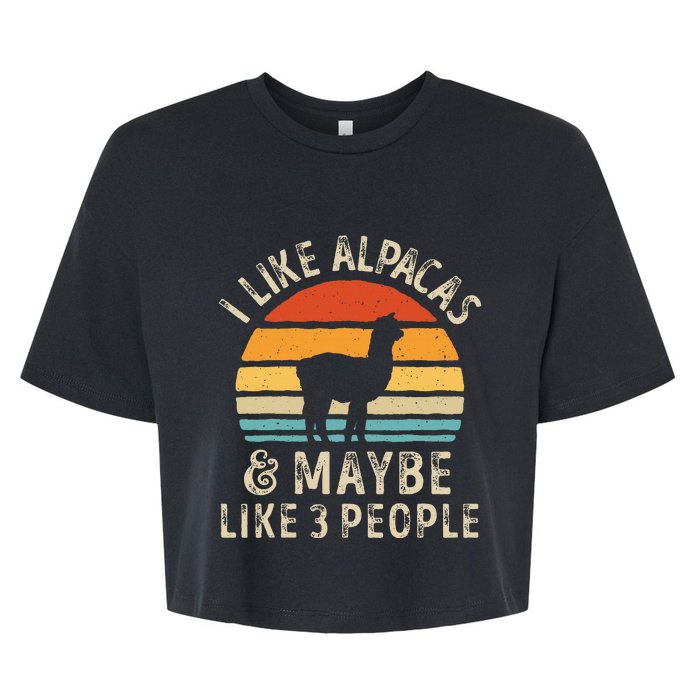 I Like Alpacas And Maybe Like 3 People Funny Alpaca Retro Bella+Canvas Jersey Crop Tee