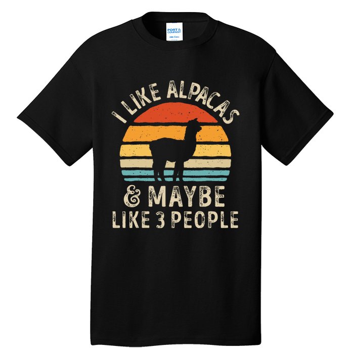 I Like Alpacas And Maybe Like 3 People Funny Alpaca Retro Tall T-Shirt