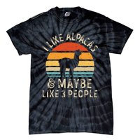 I Like Alpacas And Maybe Like 3 People Funny Alpaca Retro Tie-Dye T-Shirt