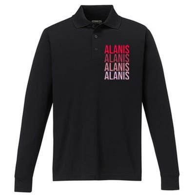 I Love Alanis First Name Alanis Performance Long Sleeve Polo