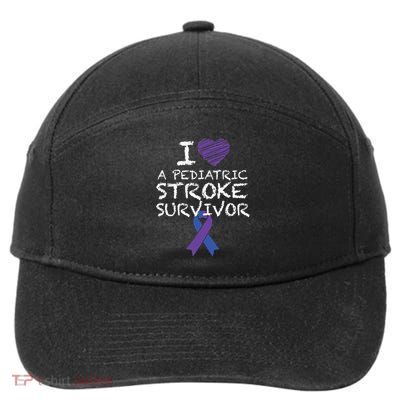 I Love A Pediatric Stroke Survivor Awareness Ribbon 7-Panel Snapback Hat