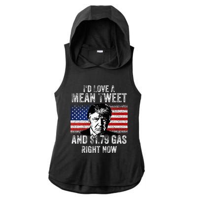 ID Love A Mean Tweet And $1.79 Gas Right Now American Flag Ladies PosiCharge Tri-Blend Wicking Draft Hoodie Tank