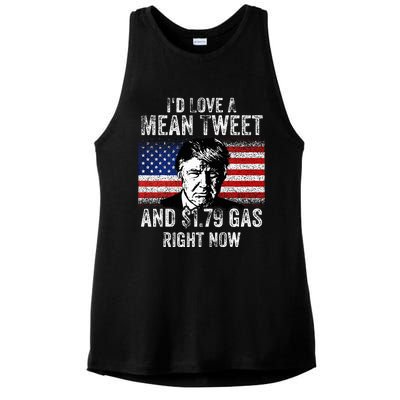 ID Love A Mean Tweet And $1.79 Gas Right Now American Flag Ladies PosiCharge Tri-Blend Wicking Tank