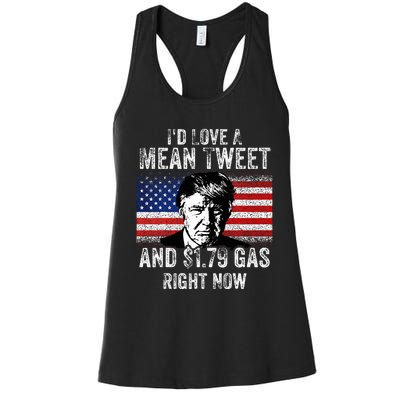 ID Love A Mean Tweet And $1.79 Gas Right Now American Flag Women's Racerback Tank