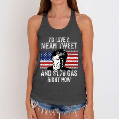 ID Love A Mean Tweet And $1.79 Gas Right Now American Flag Women's Knotted Racerback Tank