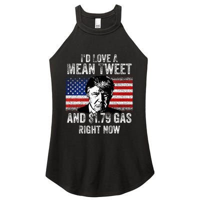 ID Love A Mean Tweet And $1.79 Gas Right Now American Flag Women's Perfect Tri Rocker Tank