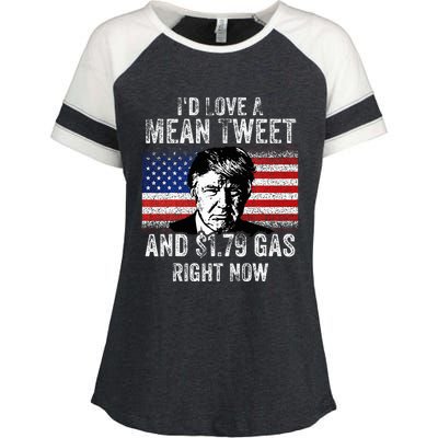 ID Love A Mean Tweet And $1.79 Gas Right Now American Flag Enza Ladies Jersey Colorblock Tee