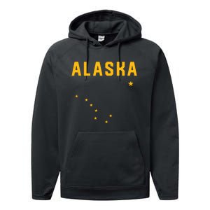 I Love Alaska Minimalist State Flag Performance Fleece Hoodie