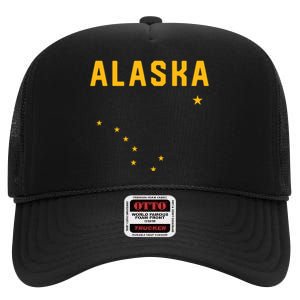 I Love Alaska Minimalist State Flag High Crown Mesh Back Trucker Hat