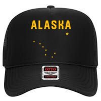 I Love Alaska Minimalist State Flag High Crown Mesh Back Trucker Hat