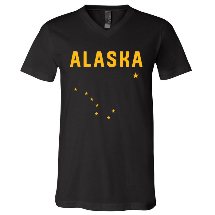 I Love Alaska Minimalist State Flag V-Neck T-Shirt