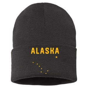 I Love Alaska Minimalist State Flag Sustainable Knit Beanie