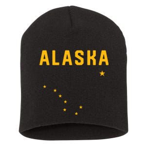 I Love Alaska Minimalist State Flag Short Acrylic Beanie