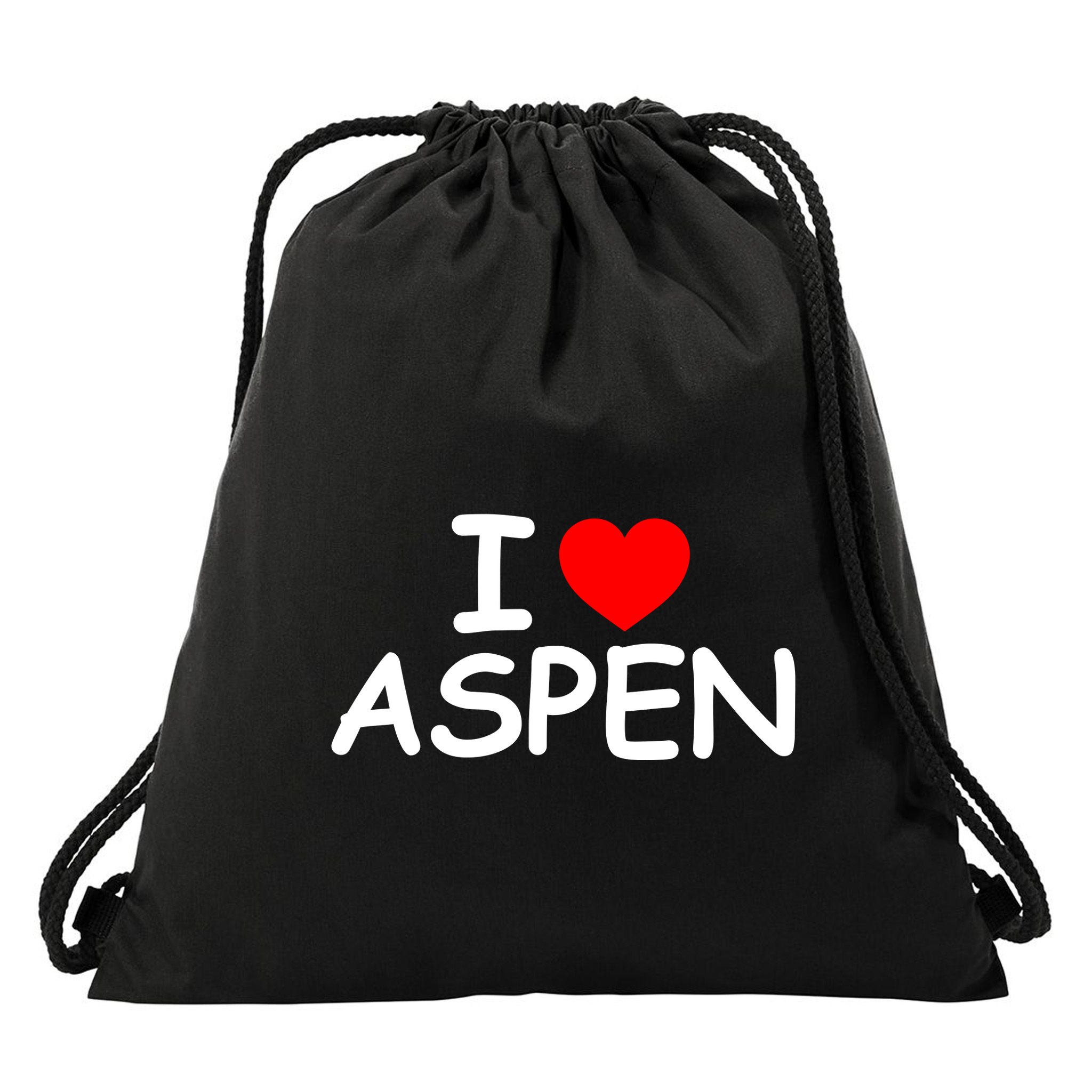 I Love Aspen Drawstring Bag