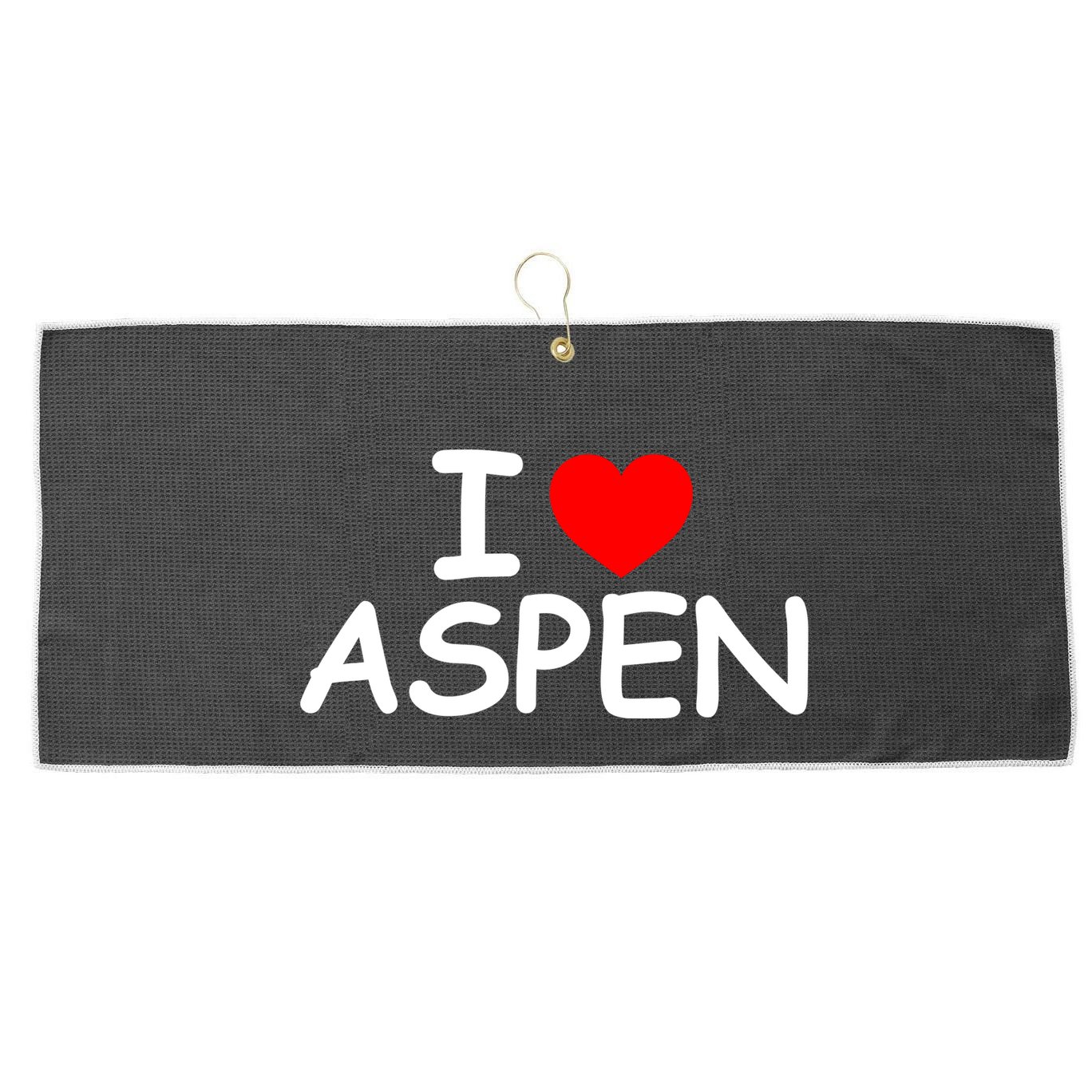 I Love Aspen Large Microfiber Waffle Golf Towel