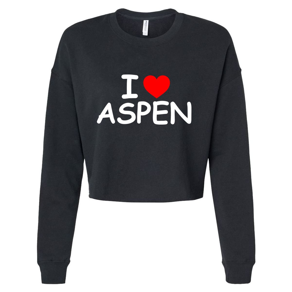 I Love Aspen Cropped Pullover Crew