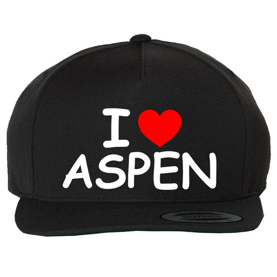 I Love Aspen Wool Snapback Cap