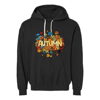 I Love Autumn Cute Gift Garment-Dyed Fleece Hoodie
