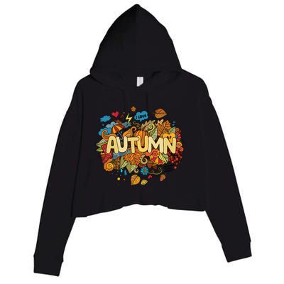 I Love Autumn Cute Gift Crop Fleece Hoodie