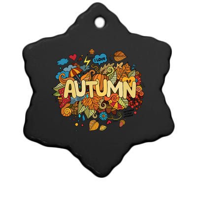 I Love Autumn Cute Gift Ceramic Star Ornament