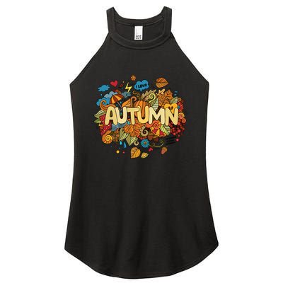 I Love Autumn Cute Gift Women's Perfect Tri Rocker Tank
