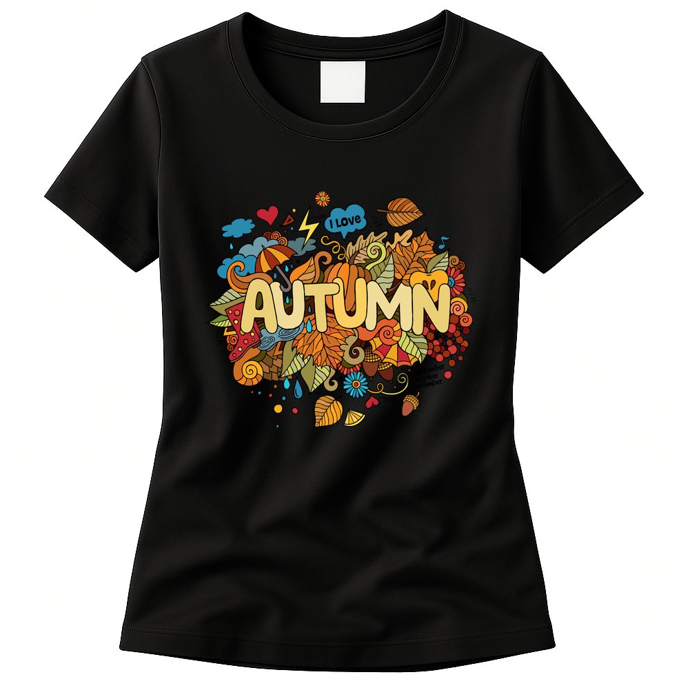I Love Autumn Cute Gift Womens T-Shirt