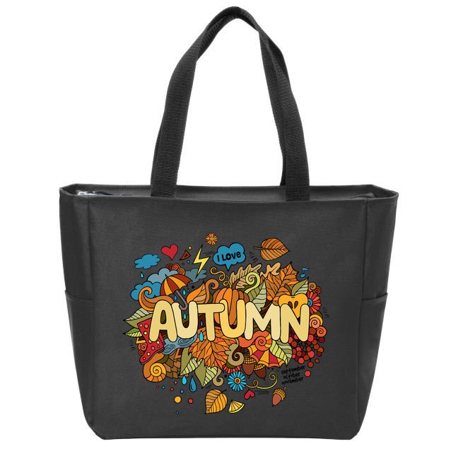 I Love Autumn Cute Gift Zip Tote Bag