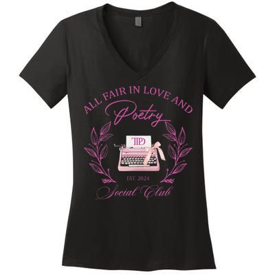 In Love And Poetry Social Club Women's V-Neck T-Shirt