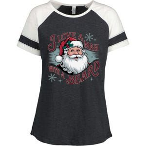 I Love A Man With A Beard Christmas Holiday Xmas Holiday Santa Claus Enza Ladies Jersey Colorblock Tee