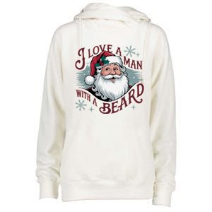 I Love A Man With A Beard Christmas Holiday Xmas Holiday Santa Claus Womens Funnel Neck Pullover Hood