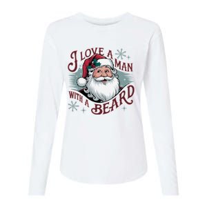 I Love A Man With A Beard Christmas Holiday Xmas Holiday Santa Claus Womens Cotton Relaxed Long Sleeve T-Shirt