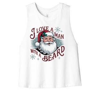 I Love A Man With A Beard Christmas Holiday Xmas Holiday Santa Claus Women's Racerback Cropped Tank