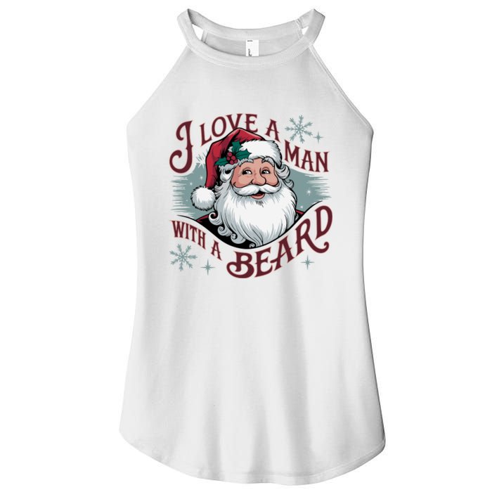 I Love A Man With A Beard Christmas Holiday Xmas Holiday Santa Claus Women's Perfect Tri Rocker Tank