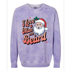 I Love A Man With A Beard Christmas Holiday Xmas Santa Claus Colorblast Crewneck Sweatshirt