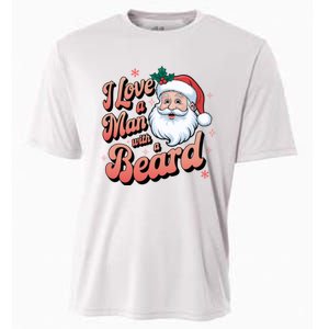 I Love A Man With A Beard Christmas Holiday Xmas Santa Claus Cooling Performance Crew T-Shirt