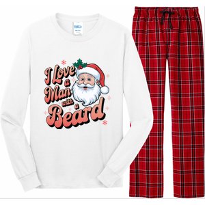 I Love A Man With A Beard Christmas Holiday Xmas Santa Claus Long Sleeve Pajama Set