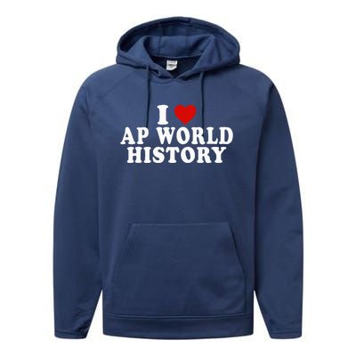 I Love Ap World History Red Heart Performance Fleece Hoodie