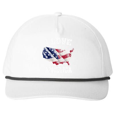 I Love America Usa 4th Of July Snapback Five-Panel Rope Hat