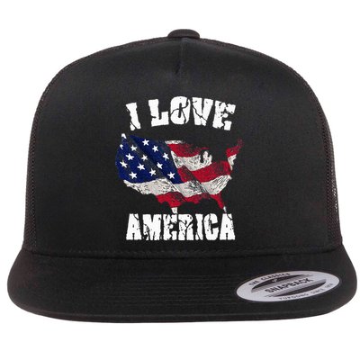 I Love America Usa 4th Of July Flatbill Hat