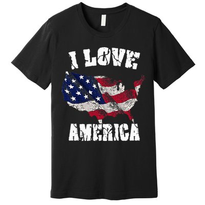I Love America Usa 4th Of July Premium T-Shirt