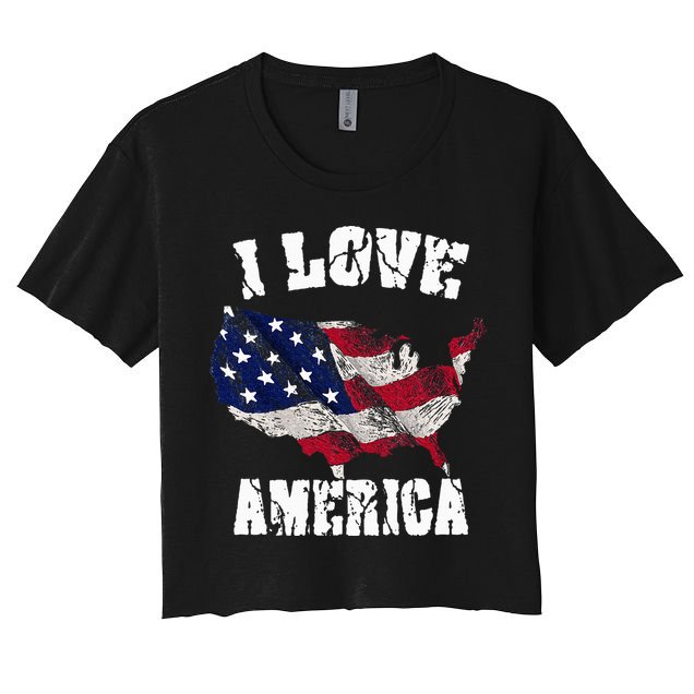 I Love America Usa 4th Of July Crop Top