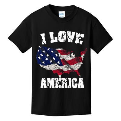 I Love America Usa 4th Of July Kids T-Shirt