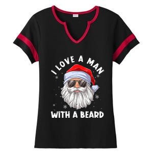 I Love A With A Beard Santa Claus Christmas Pajamas Gift Ladies Halftime Notch Neck Tee