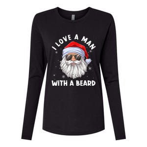 I Love A With A Beard Santa Claus Christmas Pajamas Gift Womens Cotton Relaxed Long Sleeve T-Shirt