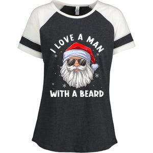 I Love A With A Beard Santa Claus Christmas Pajamas Gift Enza Ladies Jersey Colorblock Tee