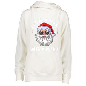 I Love A With A Beard Santa Claus Christmas Pajamas Gift Womens Funnel Neck Pullover Hood