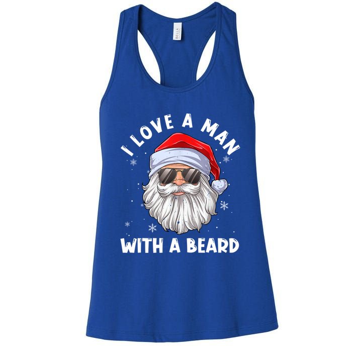 I Love A With A Beard Santa Claus Christmas Pajamas Gift Women's Racerback Tank