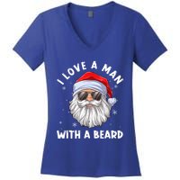 I Love A With A Beard Santa Claus Christmas Pajamas Gift Women's V-Neck T-Shirt