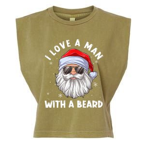 I Love A With A Beard Santa Claus Christmas Pajamas Gift Garment-Dyed Women's Muscle Tee